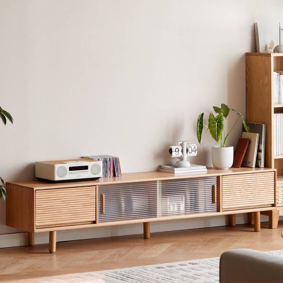 Oak solid wood TV cabinet multi-functional storage"