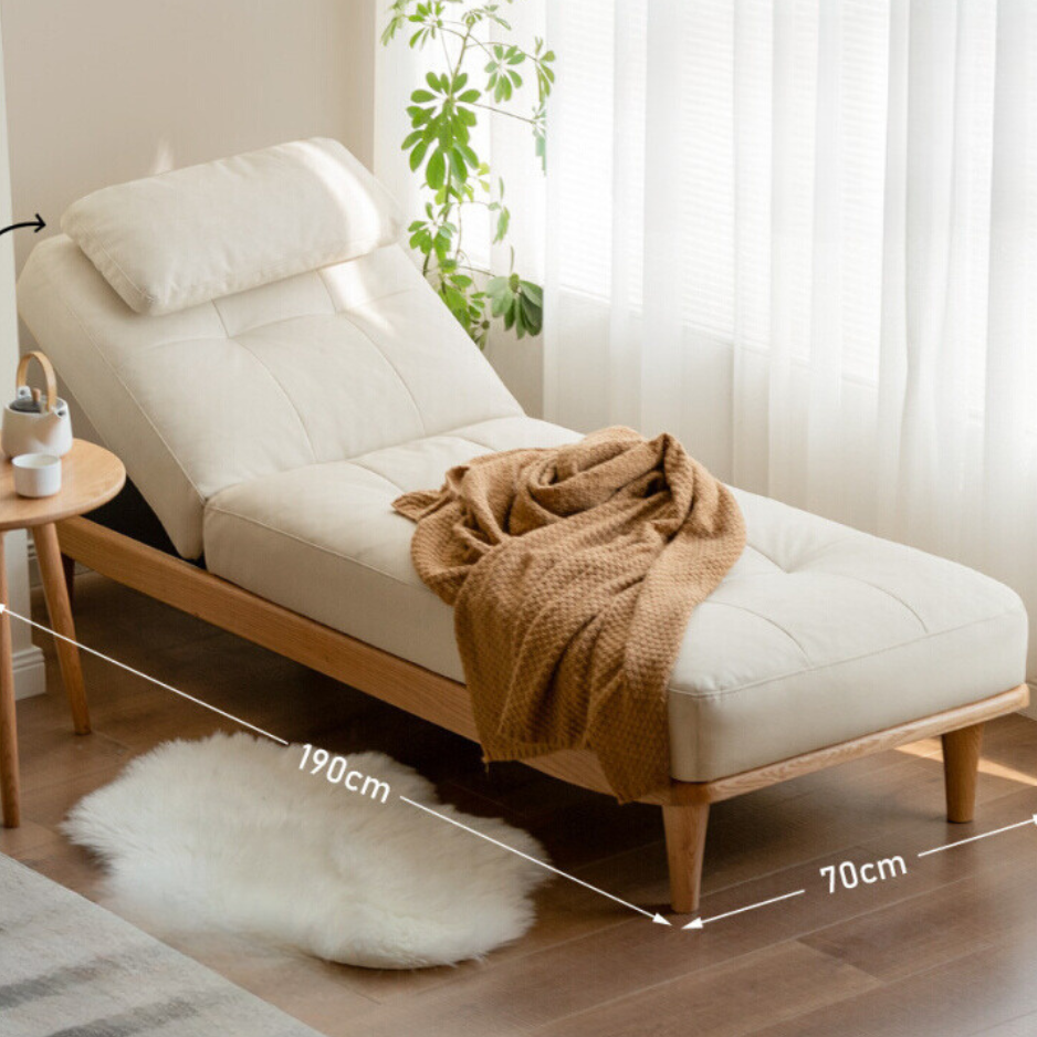 Oak solid wood sofa bed adjustable dual-purpose technological fabric: