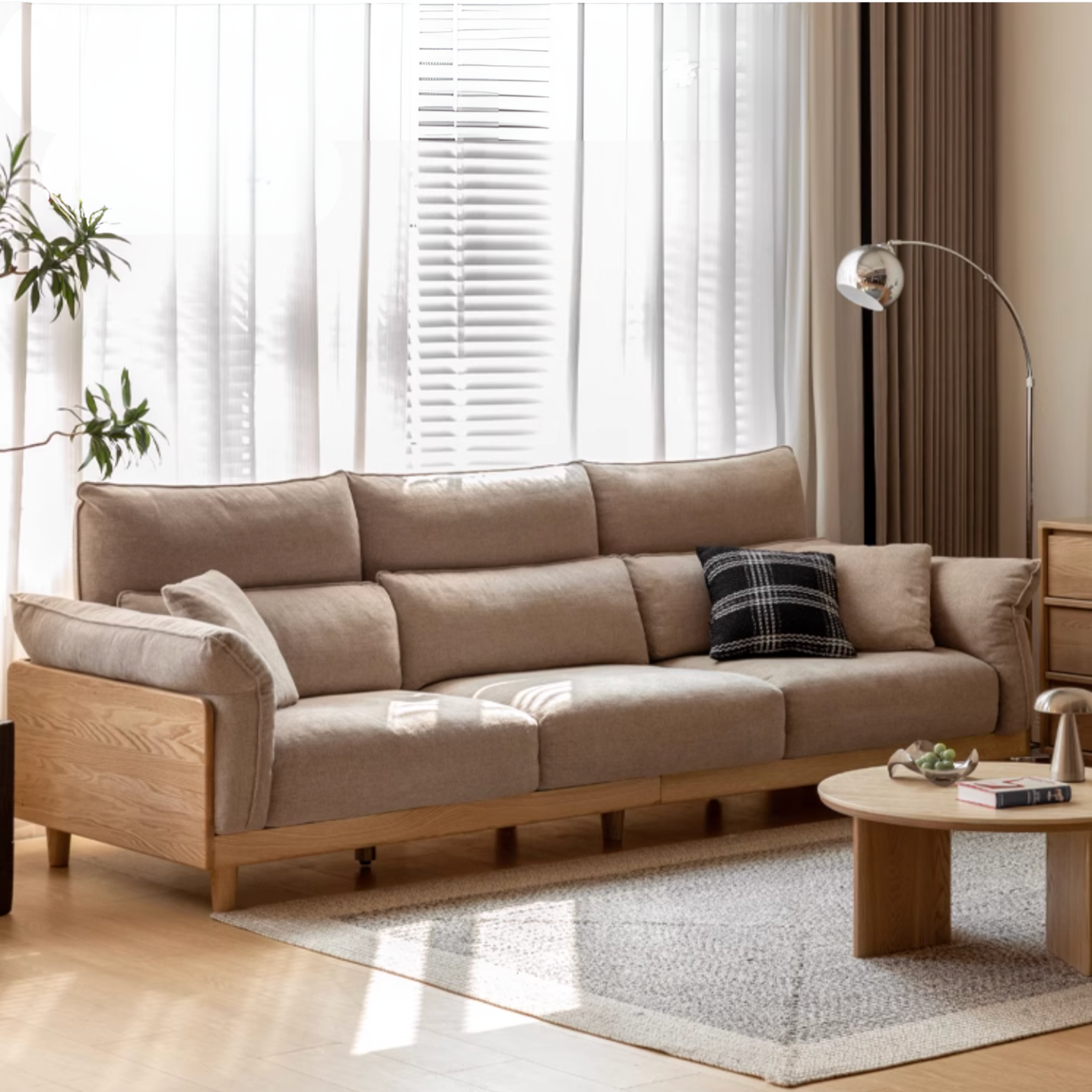 Oak Solid Wood high-back sofa