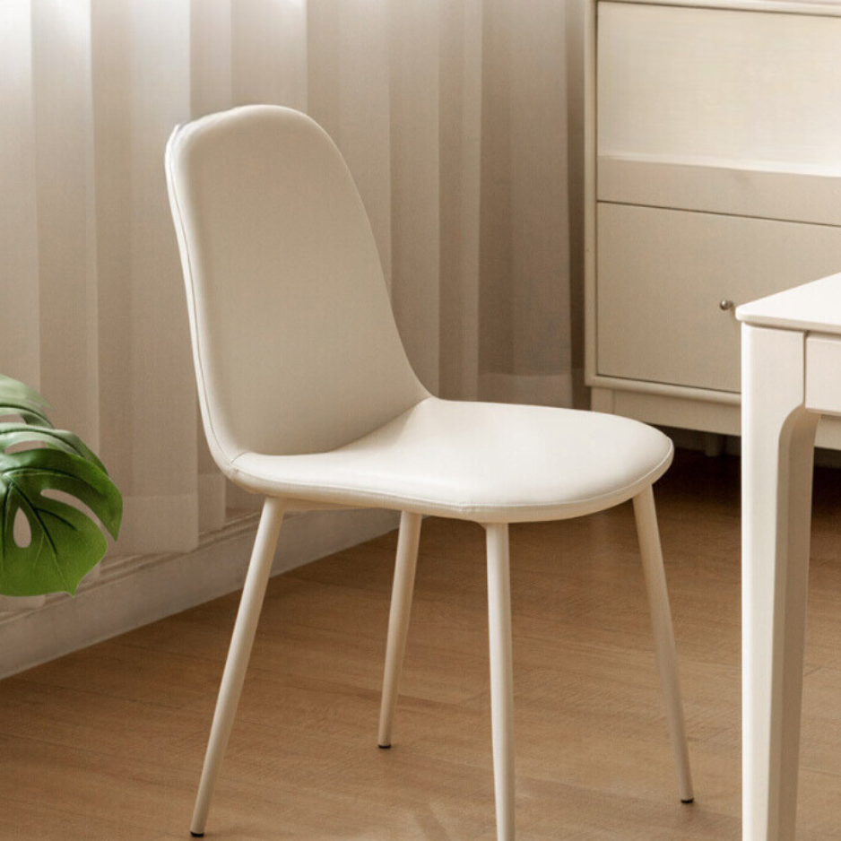 4pcs Organic Leather Cream Style Iron Dining Chair :