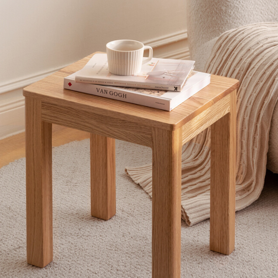 4 pcs set Oak Solid Wood Nordic Square Stool