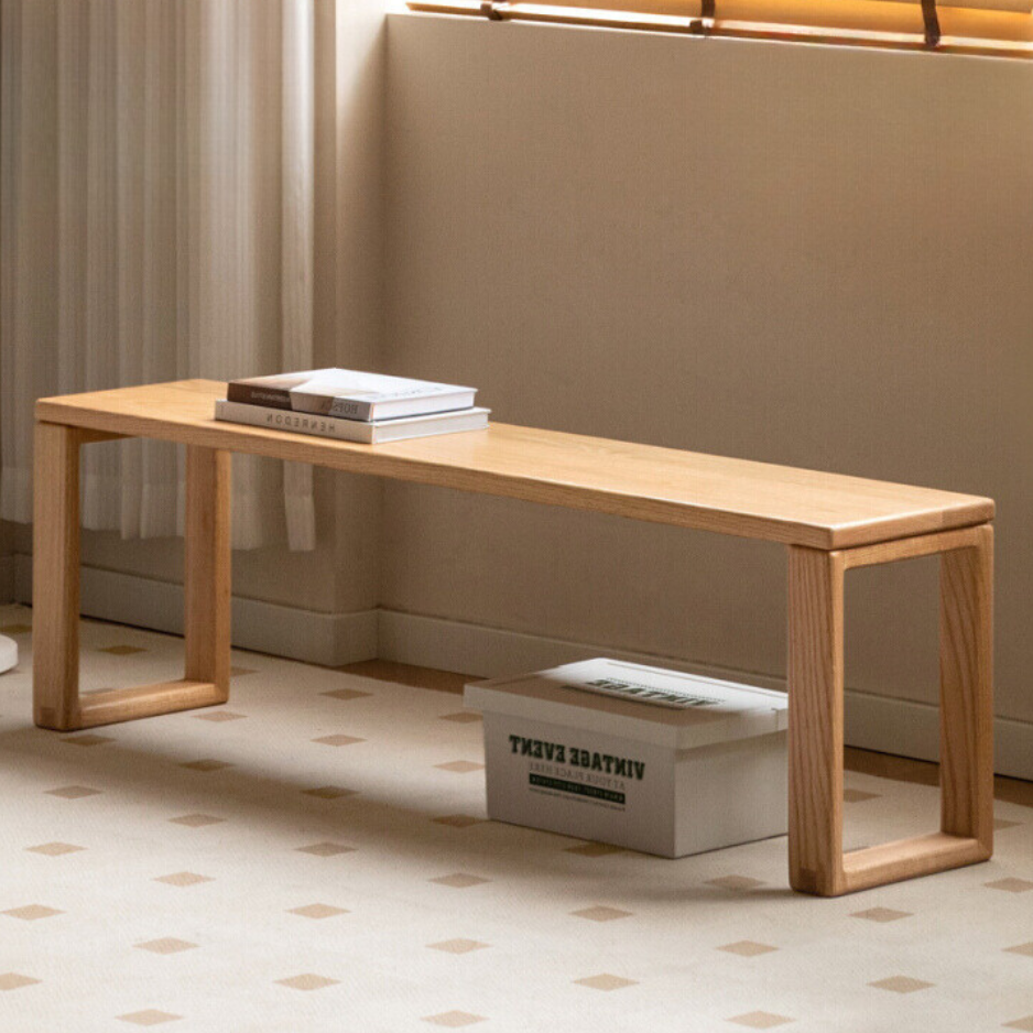 Solid wood long bench log dining chair long bench bed end bench home ...