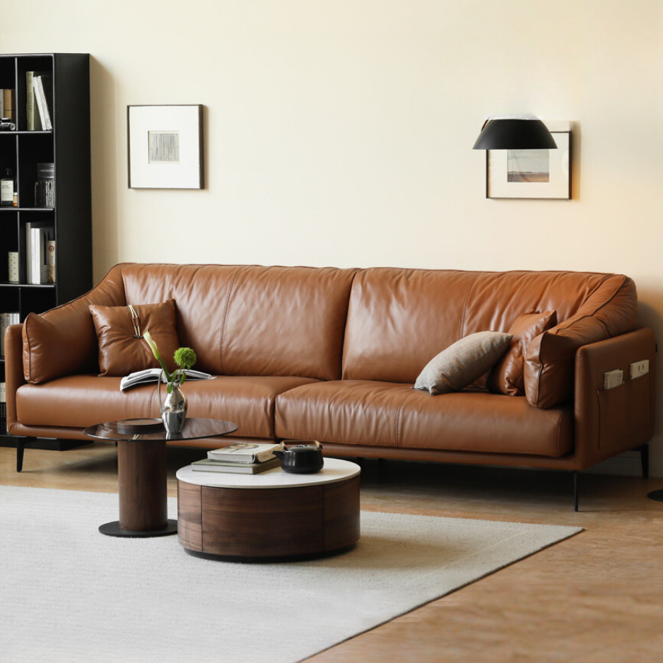 Organic leather sofa first layer down cowhide sofa