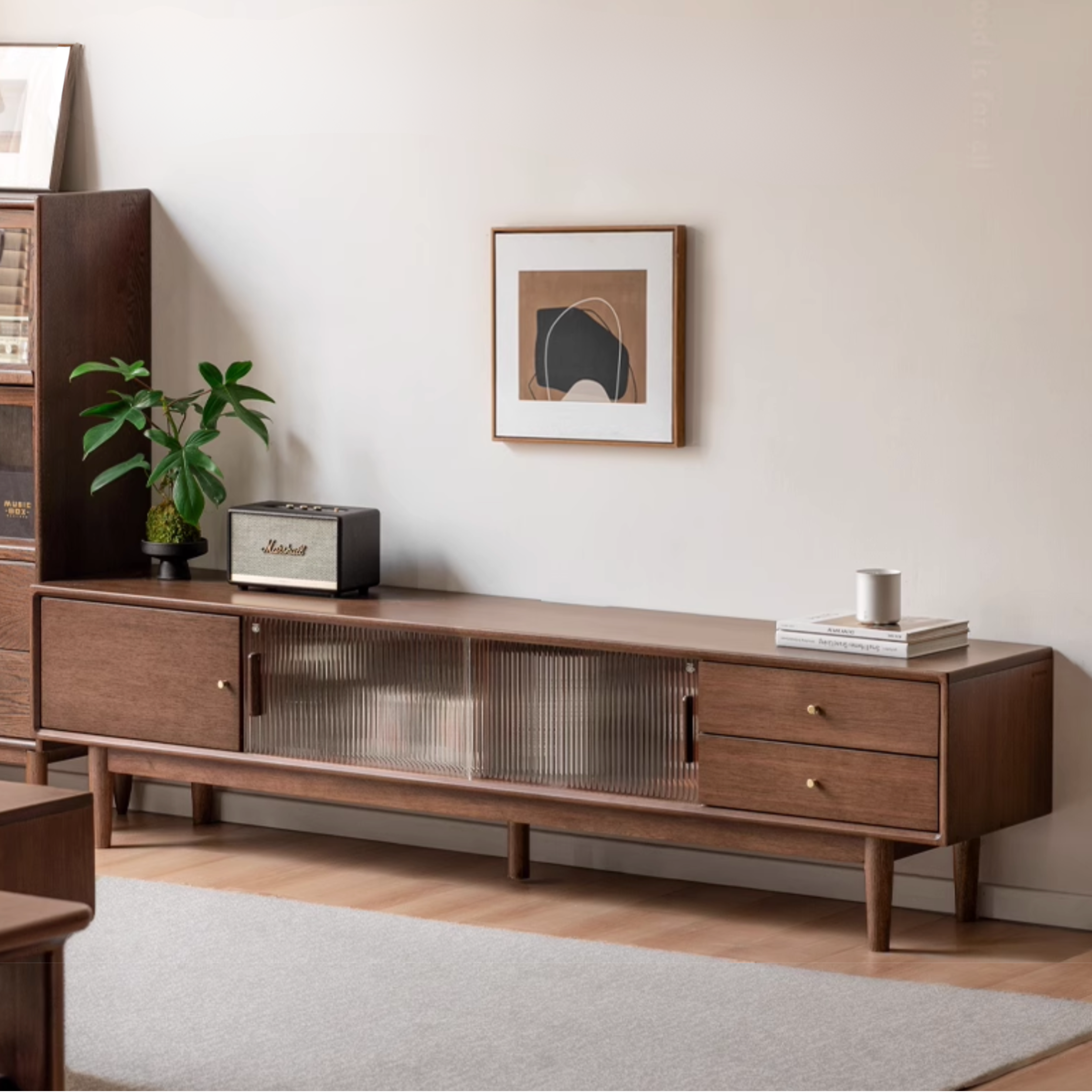 Teak Solid Wood Modern TV Stand.
