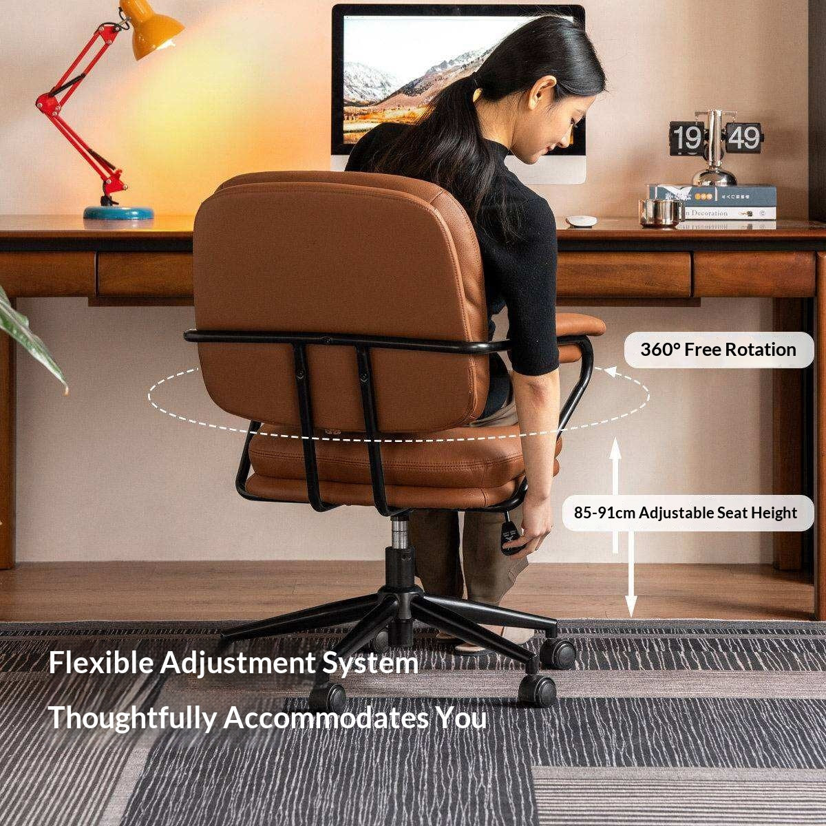 Leather Modern Liftable Armchair Office Chair