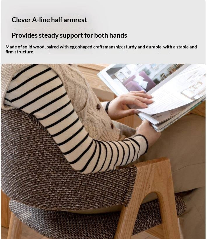 Black Walnut, Oak, Solid Rubberwood Chair with Soft Fabric/Leather Back