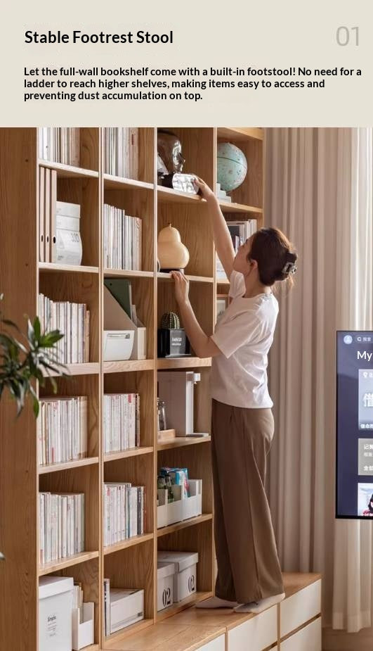 Oak Solid Wood Cream Style Bookcase