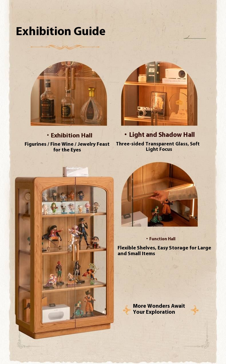 Cherry Solid Wood Retro Style With Light Side Cabinet
