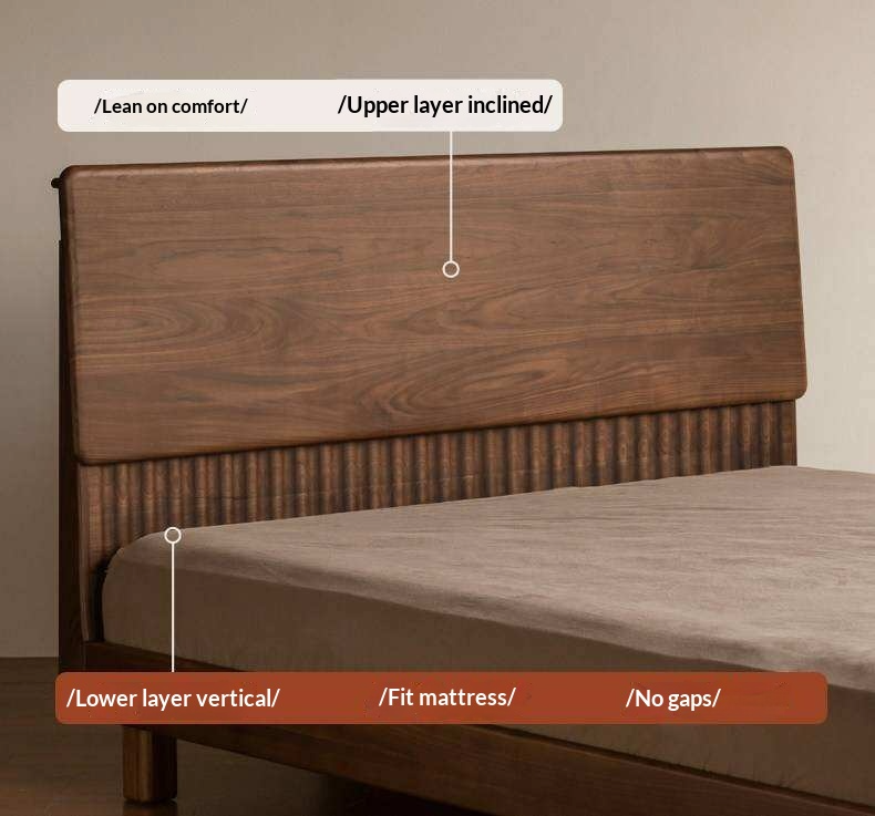 Black Walnut Solid Wood Bed with Italian Light Luxury Design