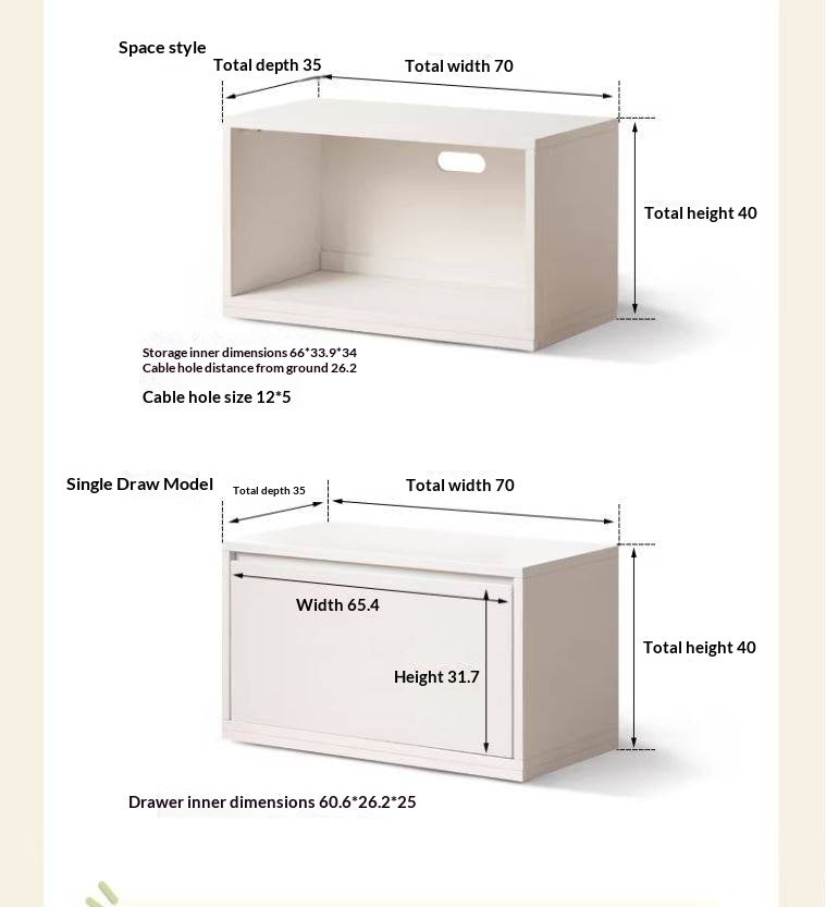 Poplar Solid Wood TV Cabinet Floor Cabinet Cream Style,