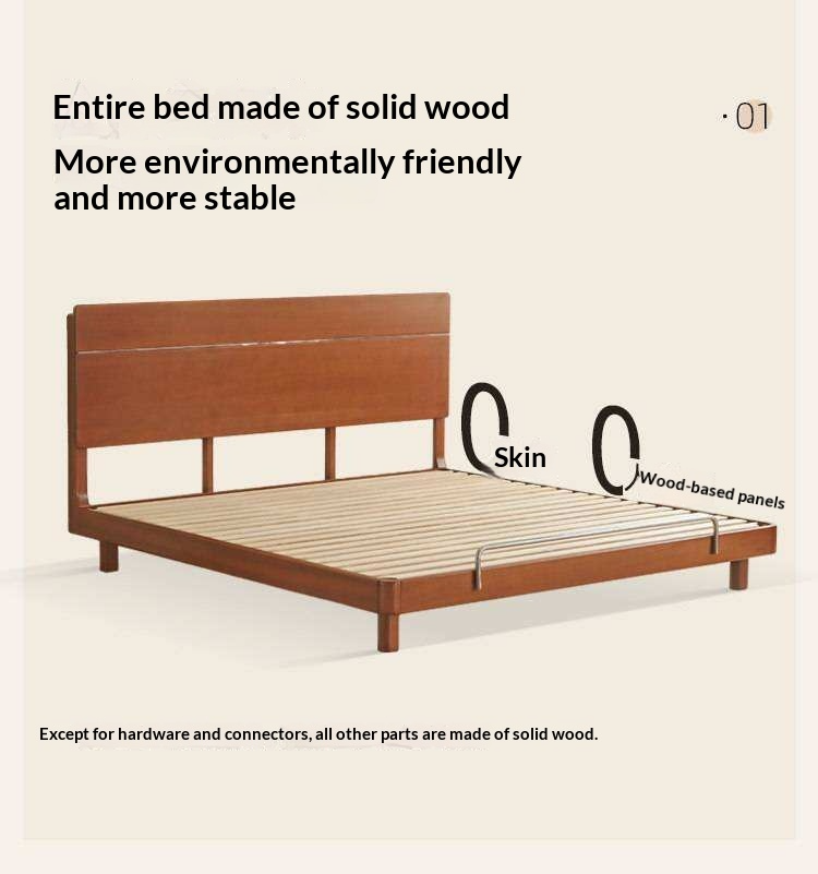 Poplar Solid Wood with High Headboard and Large Board Bed