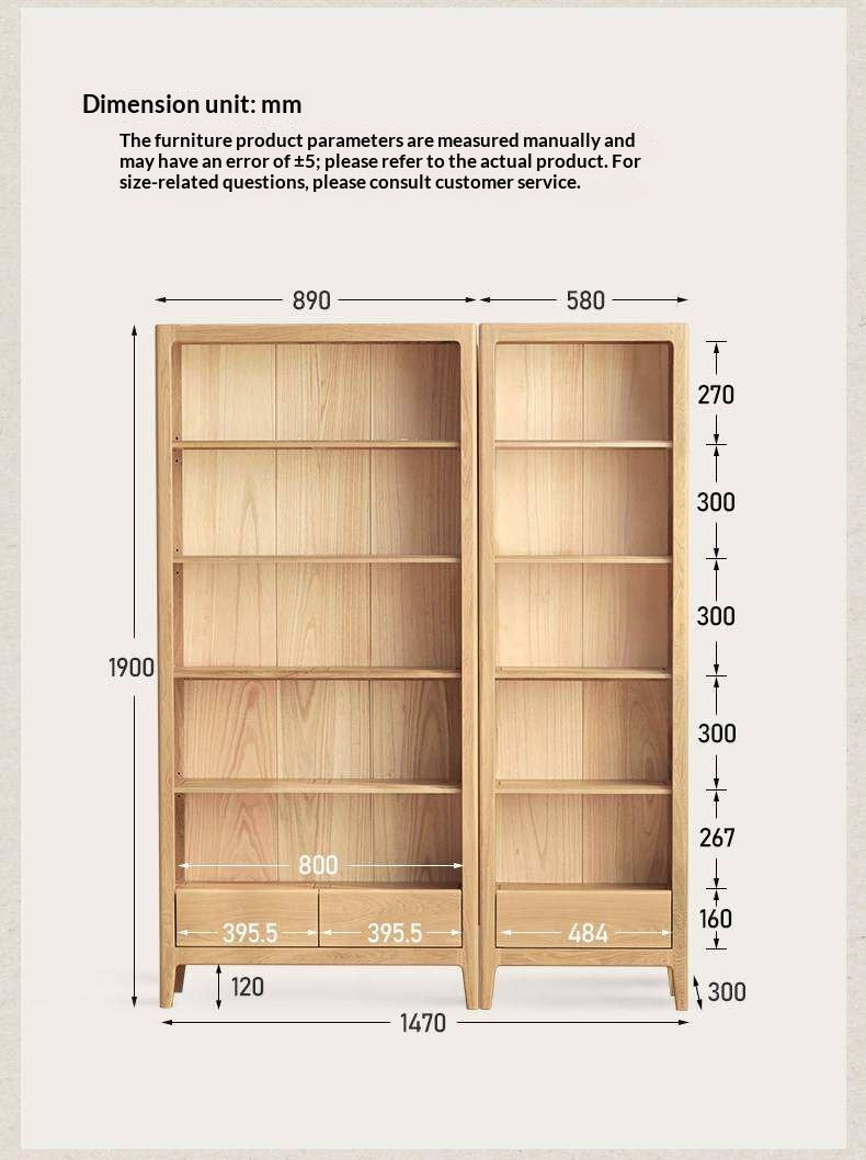 Ash Solid Wood Combination Bookcase Bookshelf