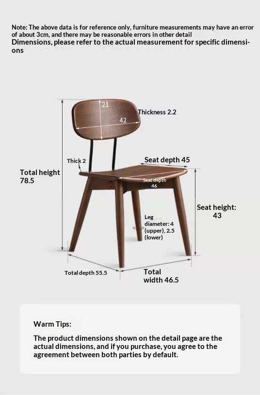 Set 2 pcs Black Walnut, Oak Solid Wood Italian Style Side Chair for Dining Room