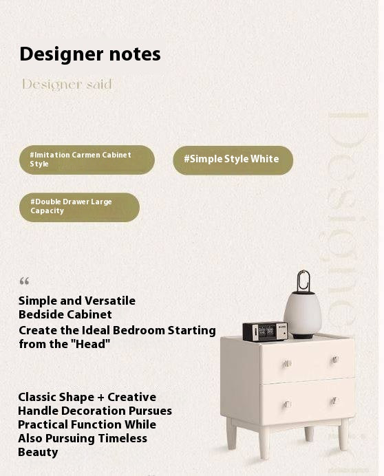 Solid Rubberwood Modern Nightstand
