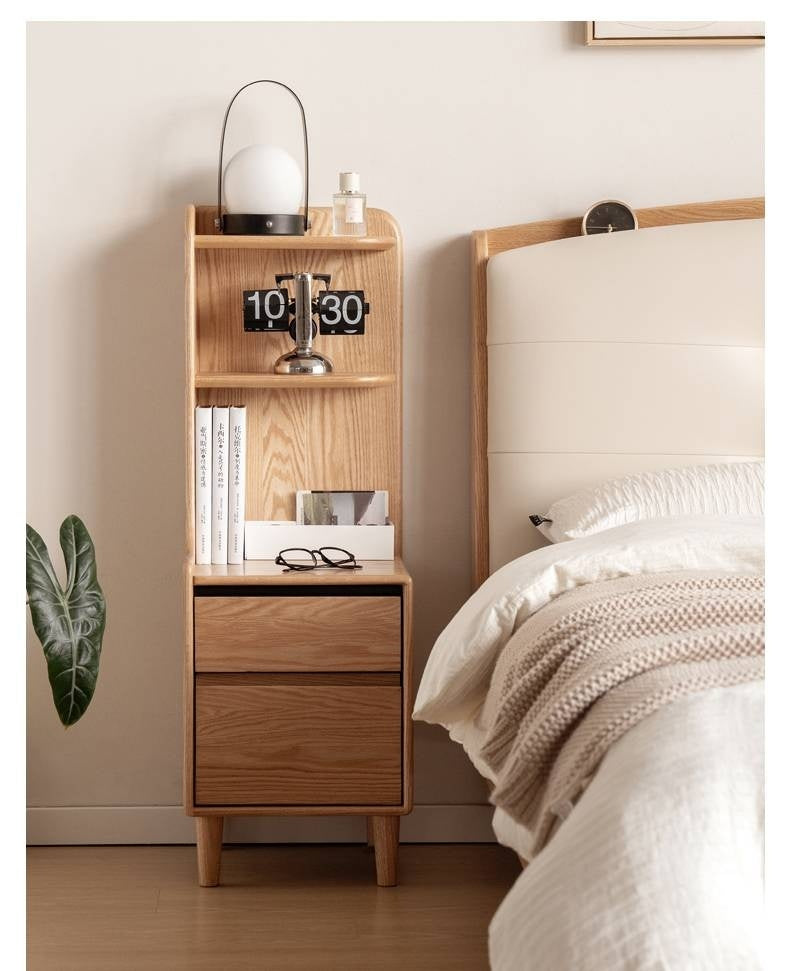 Oak Solid Wood Modern Nightstand.