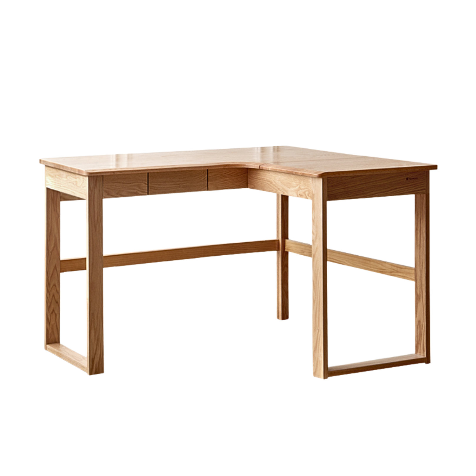 Oak solid wood Office desk with bookshelf: