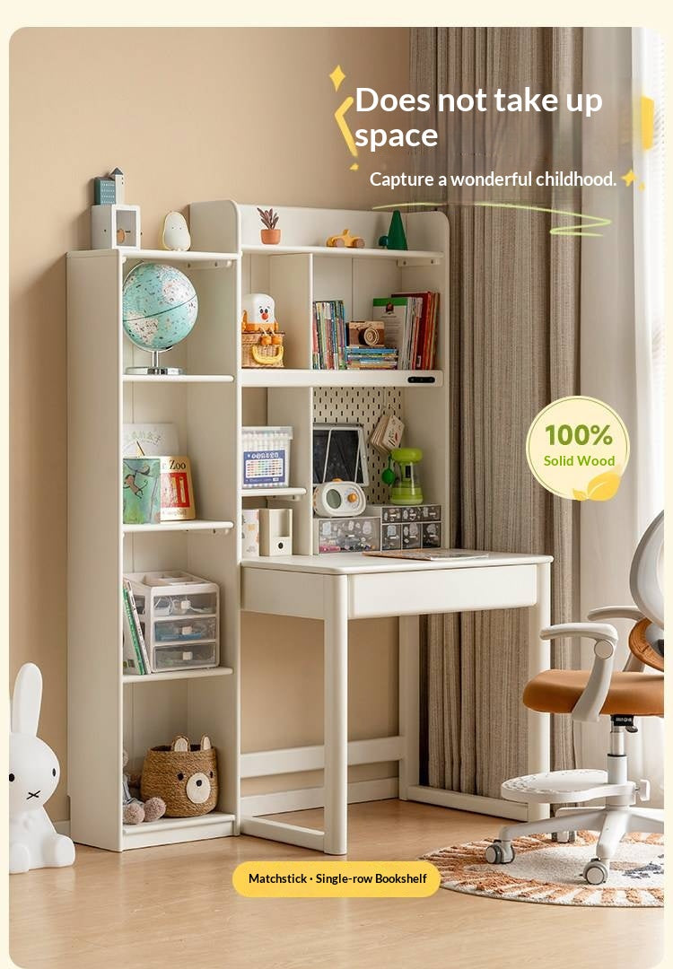 Oak, Beech Solid Wood, Solid RubberWood Kids Corner Bookcase, Narrow Floor-to-Wall Storage