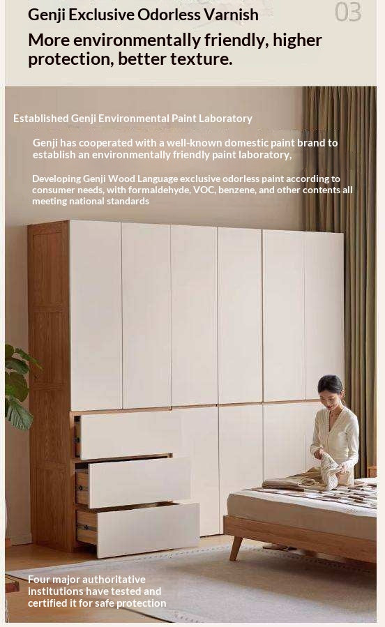 Oak Solid Wood Wardrobe with Double Doors
