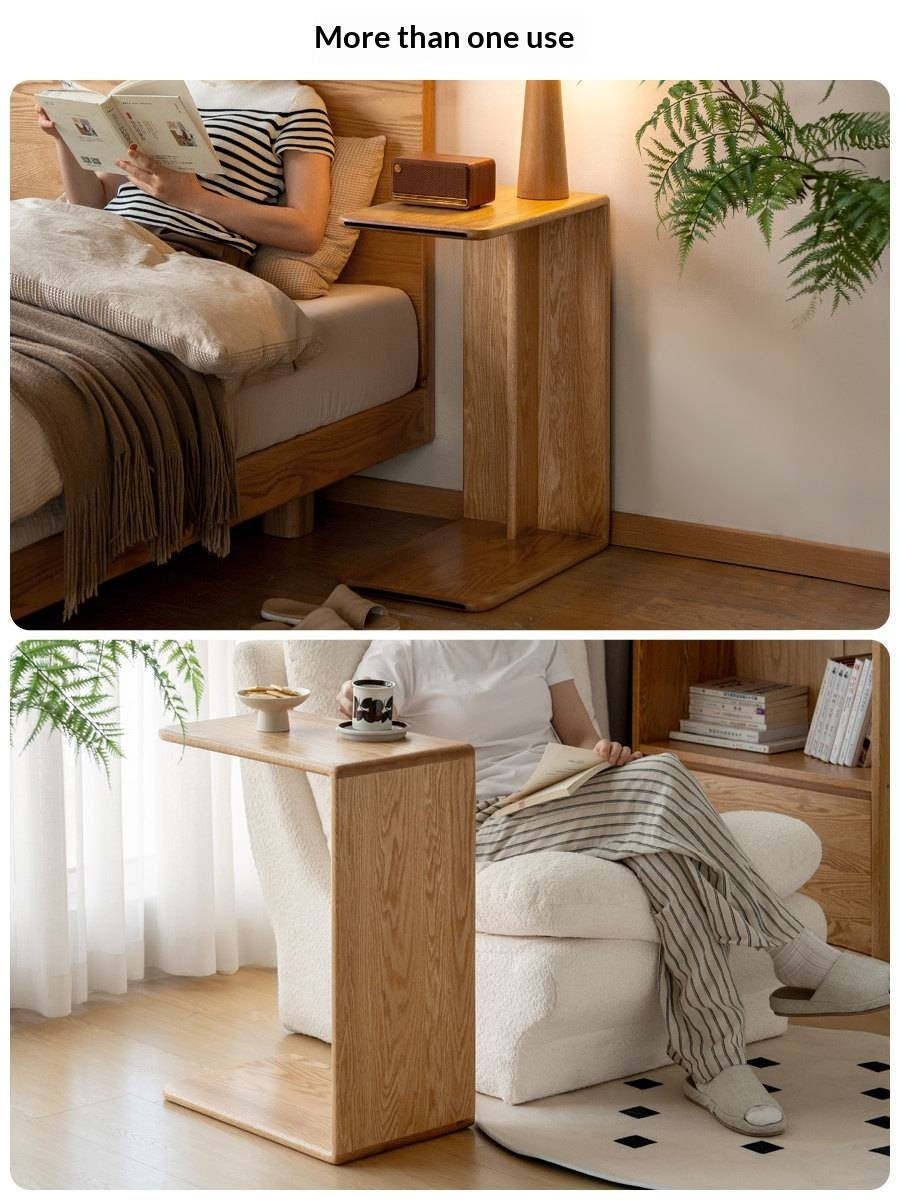 Oak, Ash Solid Wood Multifunctional C-shaped Side Table