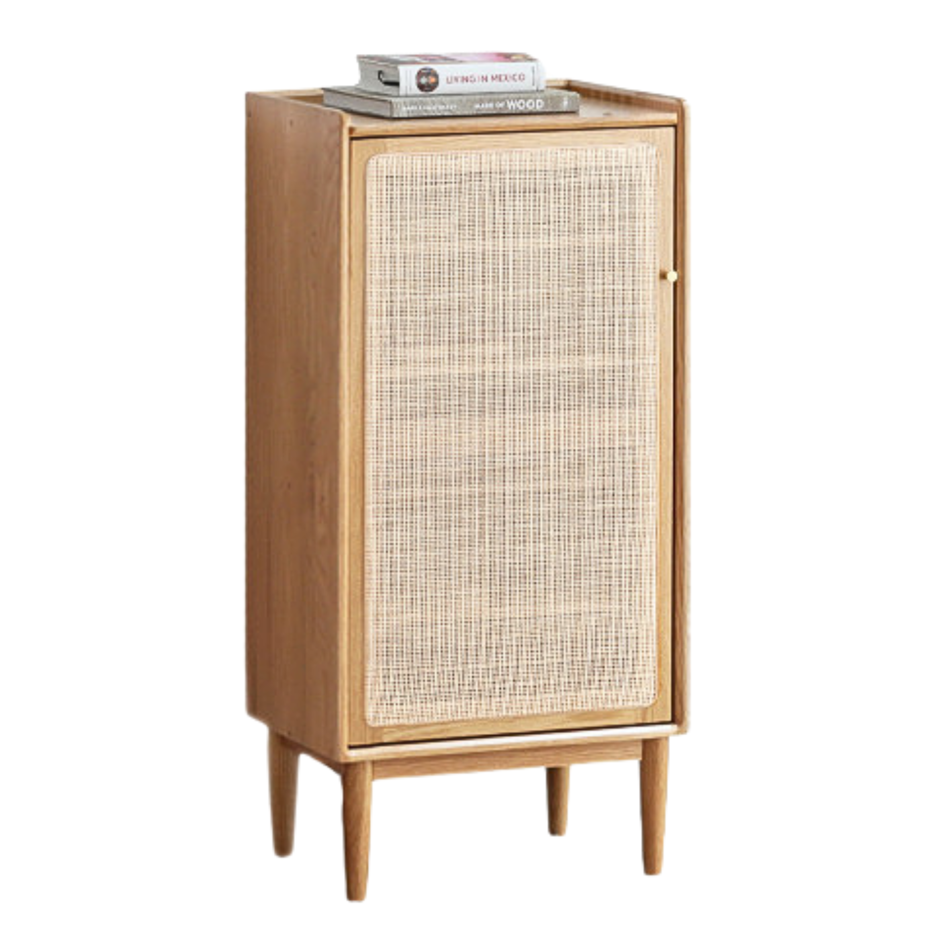 Oak solid wood shoe cabinet storage rattan: