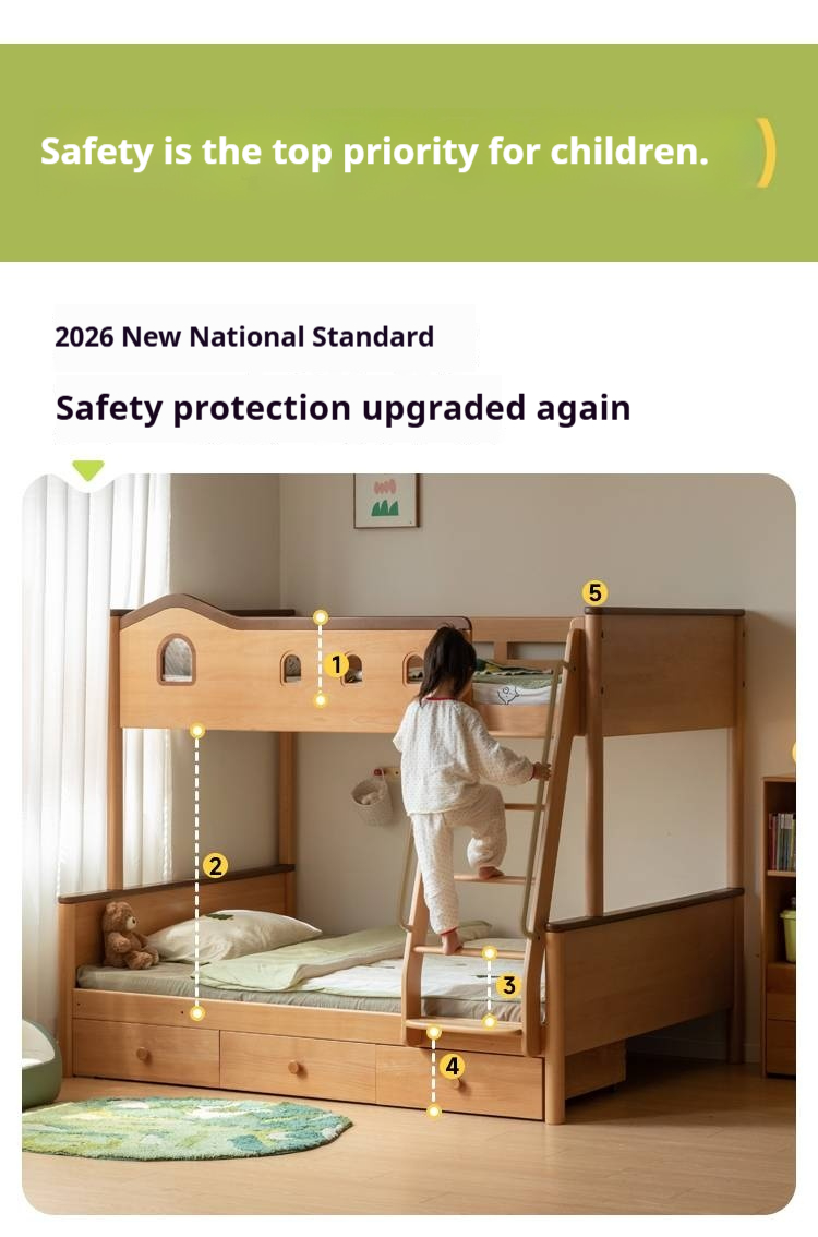 Beech Solid Wood Detachable Bunk Bed with Playful Design