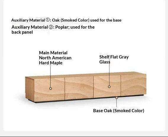 North American Hard Maple Solid Wood TV Cabinet with Modern Minimalist Design and Large Capacity
