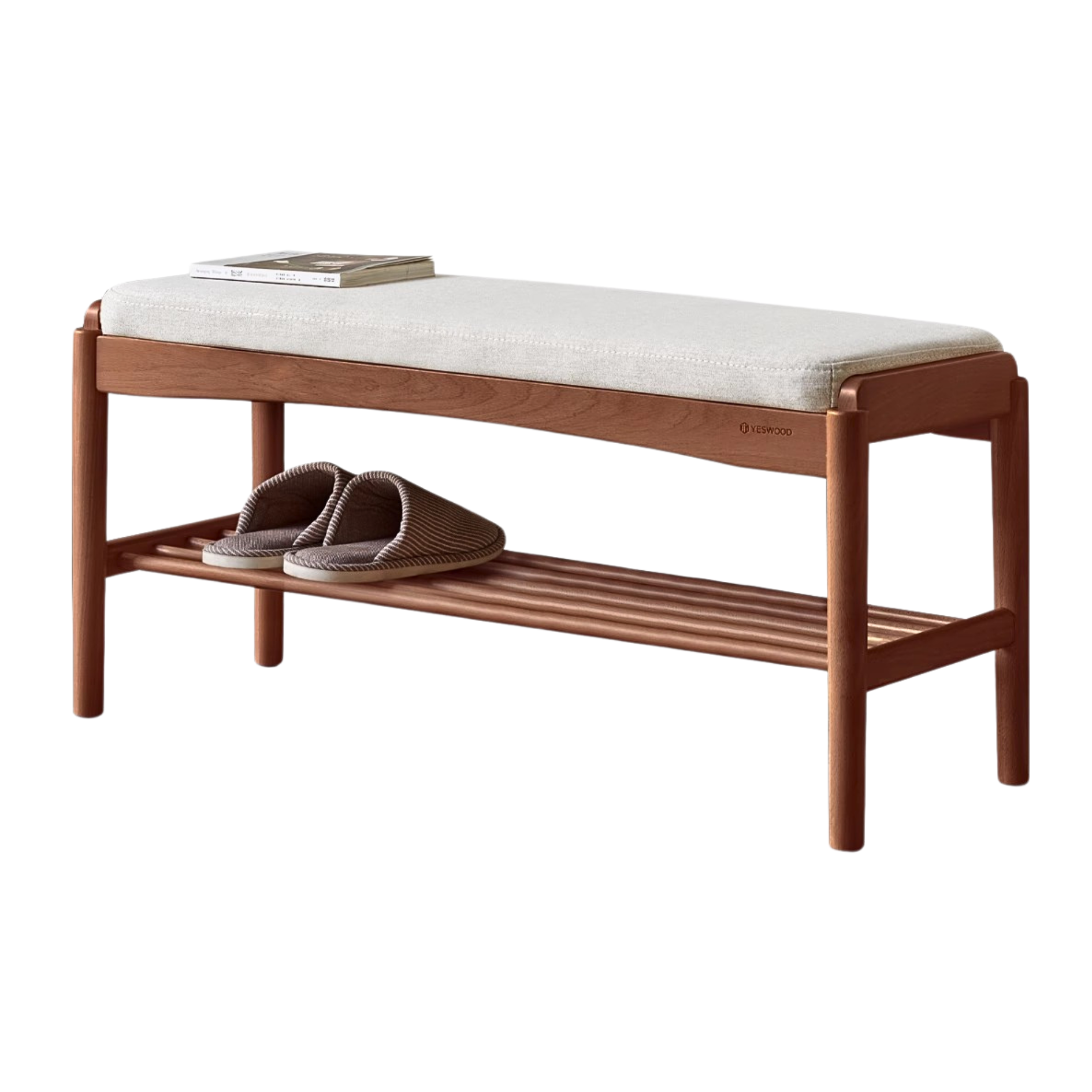 Beech, Cherry, Back walnut, Oak solid wood Shoe Storage Bench: