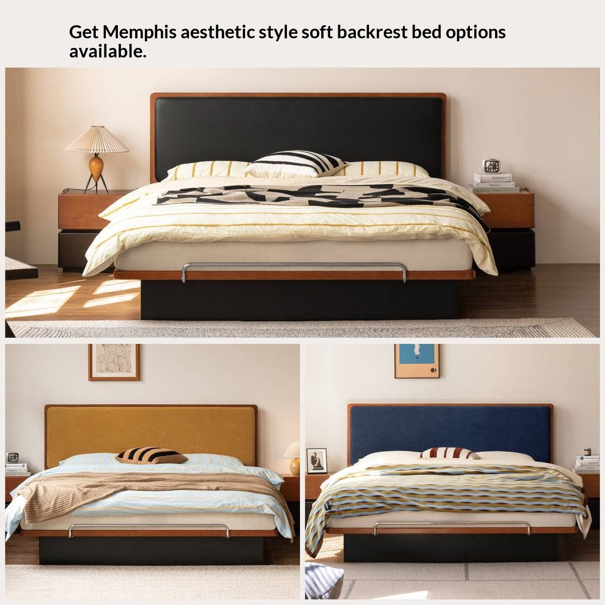 Oak Solid Wood Mid-Century Floating Storage Bed with Lift-Up Storage Box