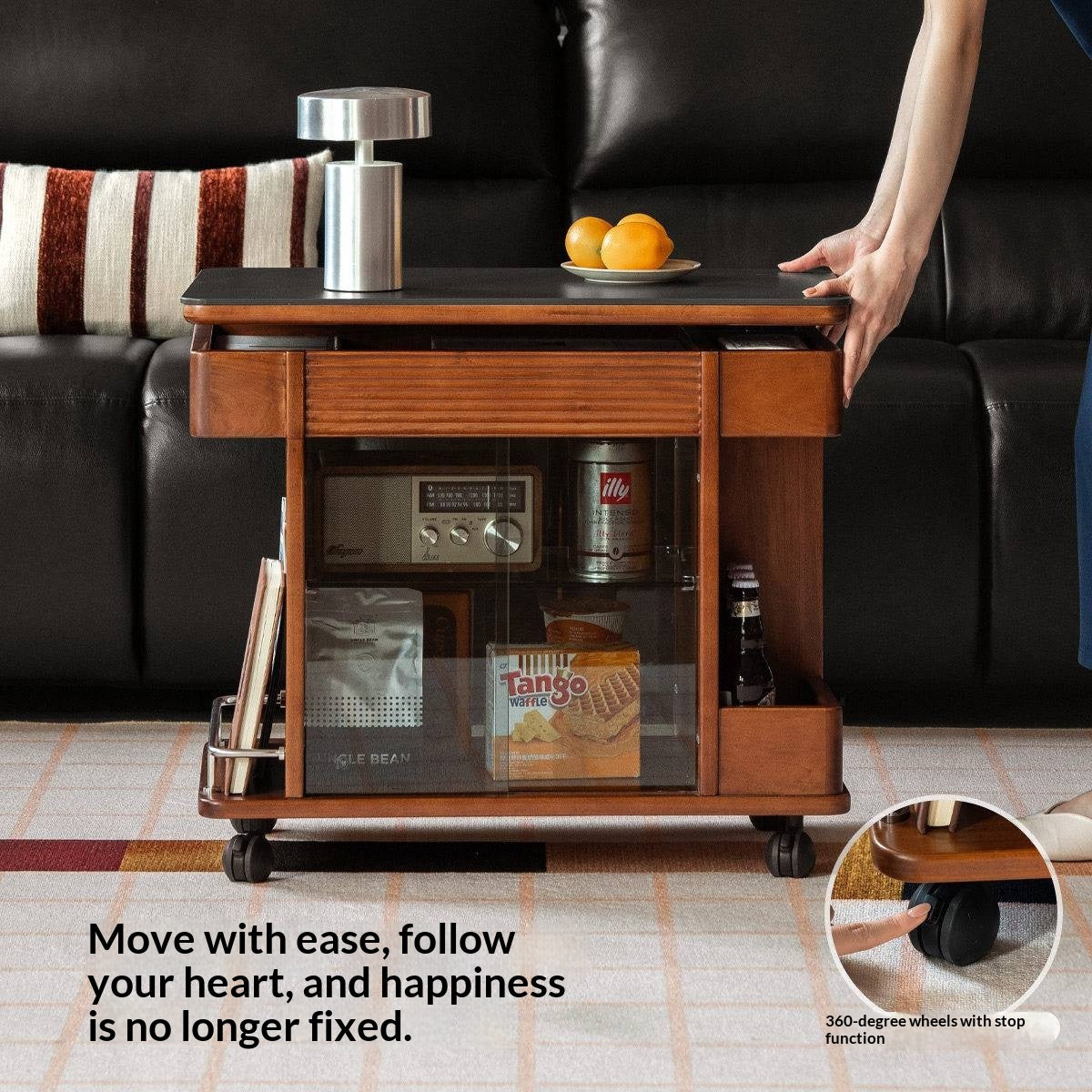 Tulipwood Solid Wood Elevating Rock Board Side Table