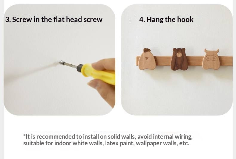 Beech Solid Wood Hook Hanging Clothes