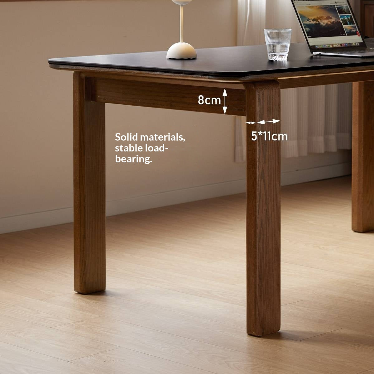 Oak Solid Wood Restaurant Light Luxury Style Rock Slab Long Table