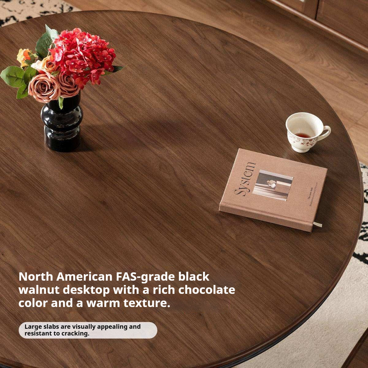 Black Walnut Solid Wood American Retro Round Dining Table