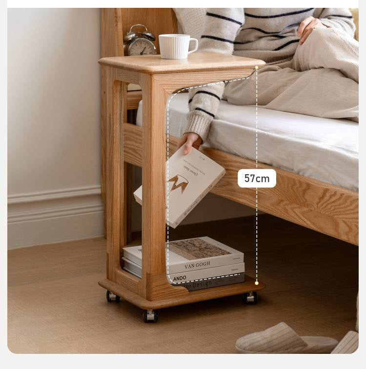 Oak Solid Wood Modern Minimalist Movable Nightstand