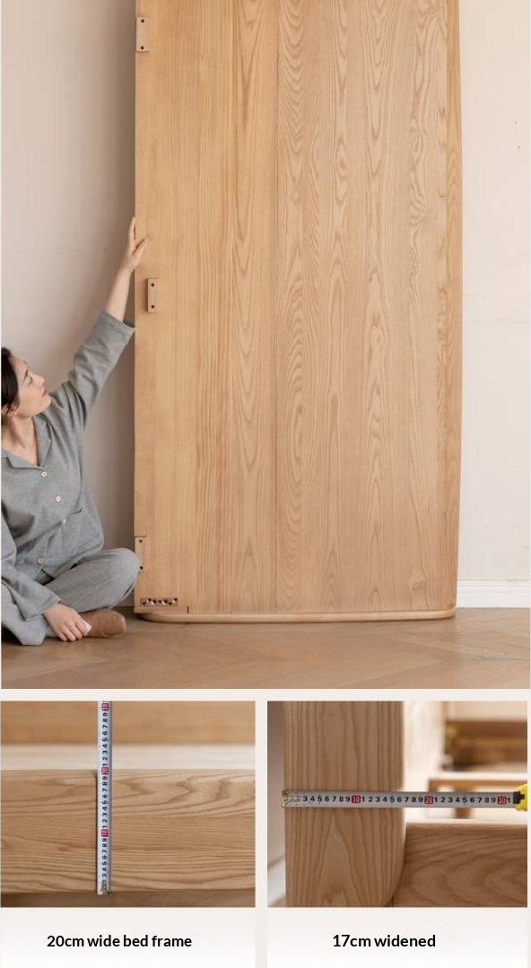 Ash Solid Wood High Backrest Large Bed