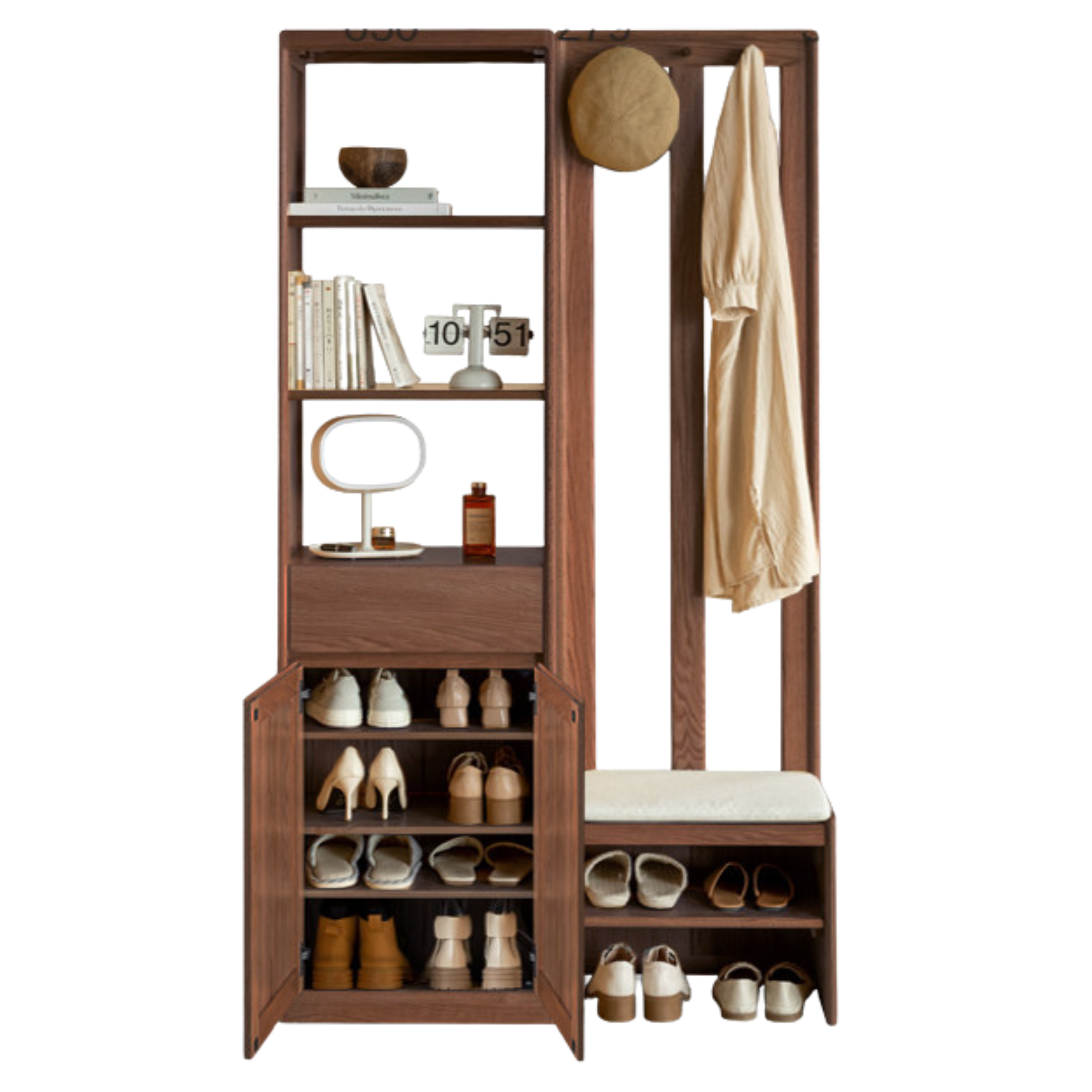 Oak Solid Wood Clothes Hangers Racks, Shoe Cabinets