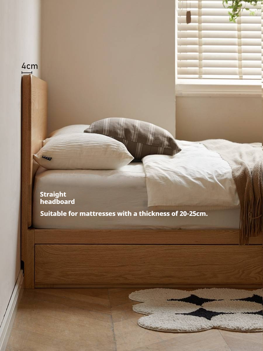 Oak, Ash, Rubberwood Solid Wood Box Bed, Platform Box Bed, Headboard-Free Bed