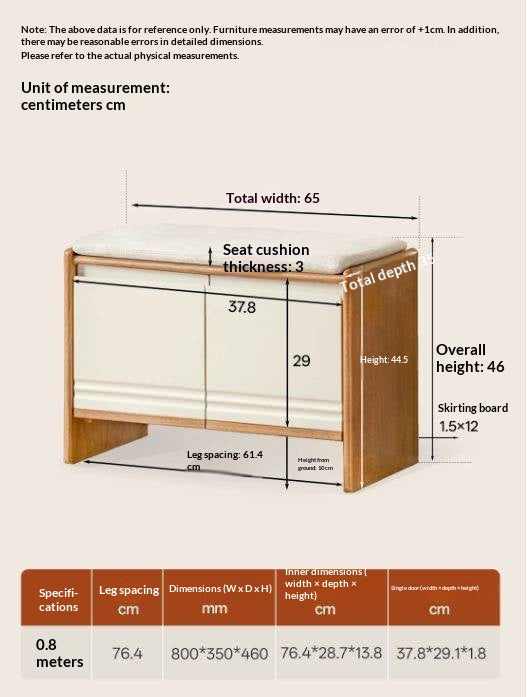 Solid RubberWood Shoe Storage Bench with Doors and Cushioned Top