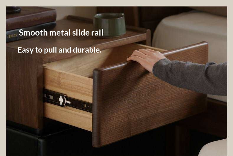 Black Walnut, Oak, Tulipwood Solid Wood, Solid Longan Hardwood Nightstand with Storage Drawer, Italian Style