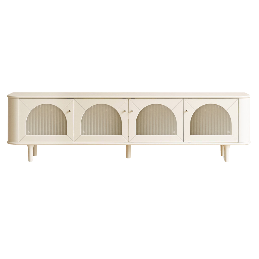 Ash solid wood TV cabinet cream style-