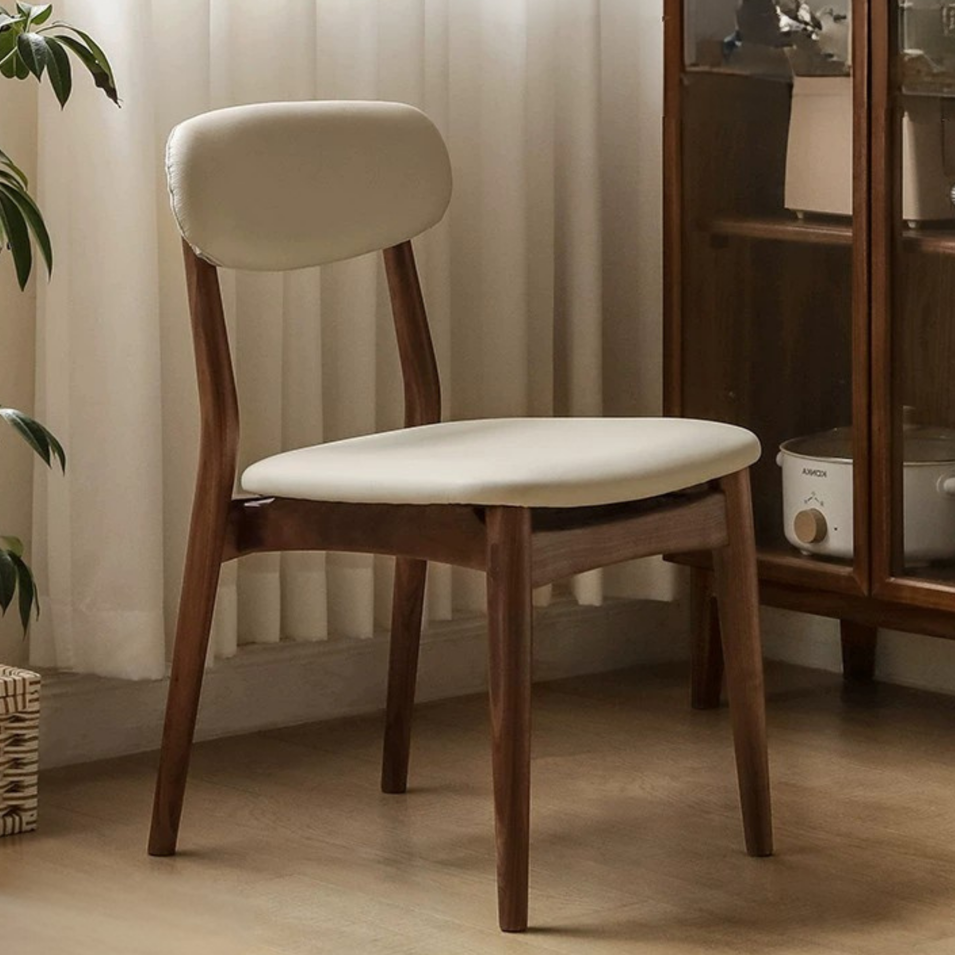 Set 4pcs Black Walnut Solid Wood Home Soft Back Dining Chair