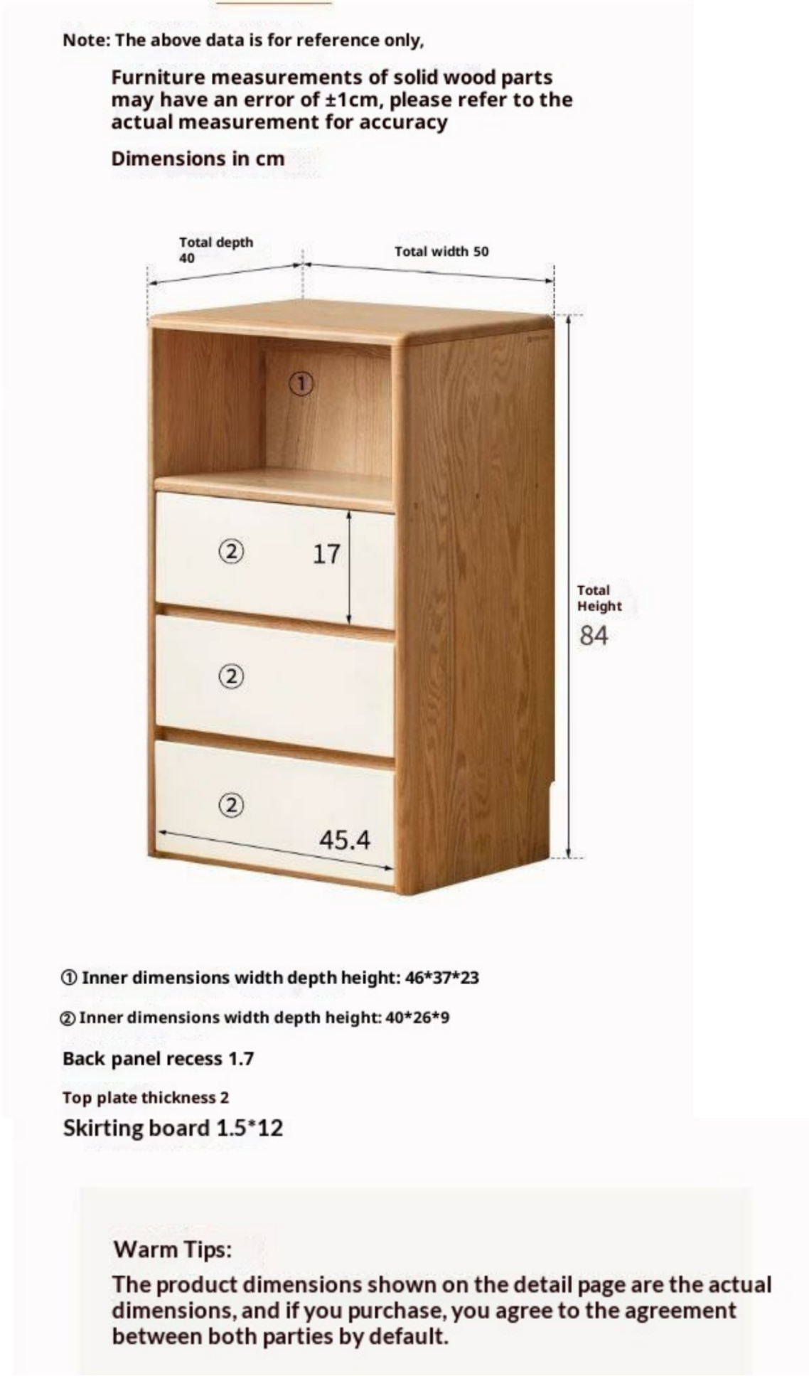 Oak Solid Wood Floor Side Cabinet