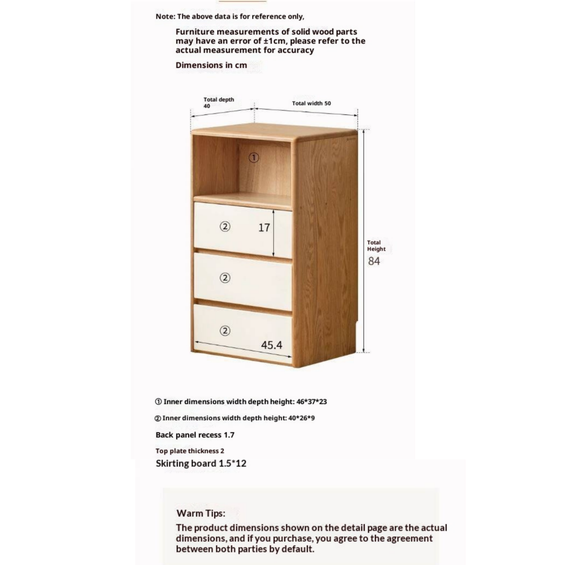 Oak Solid Wood Floor Side Cabinet