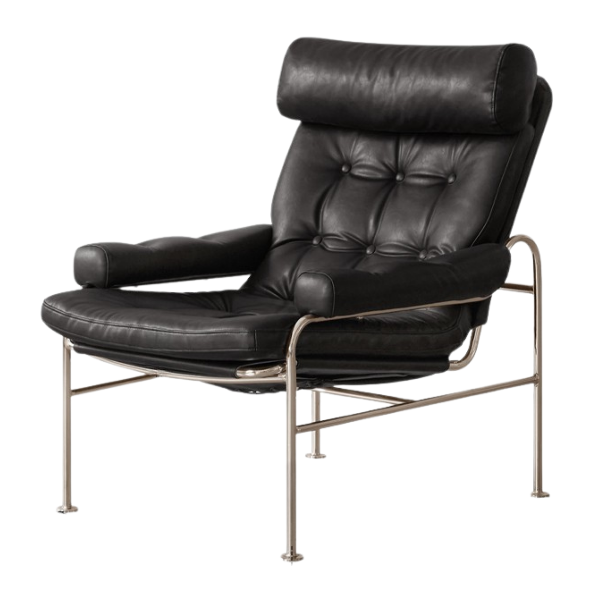 Bauhaus-Style Retro Armchair in Vintage Oil-Wax PU Leather