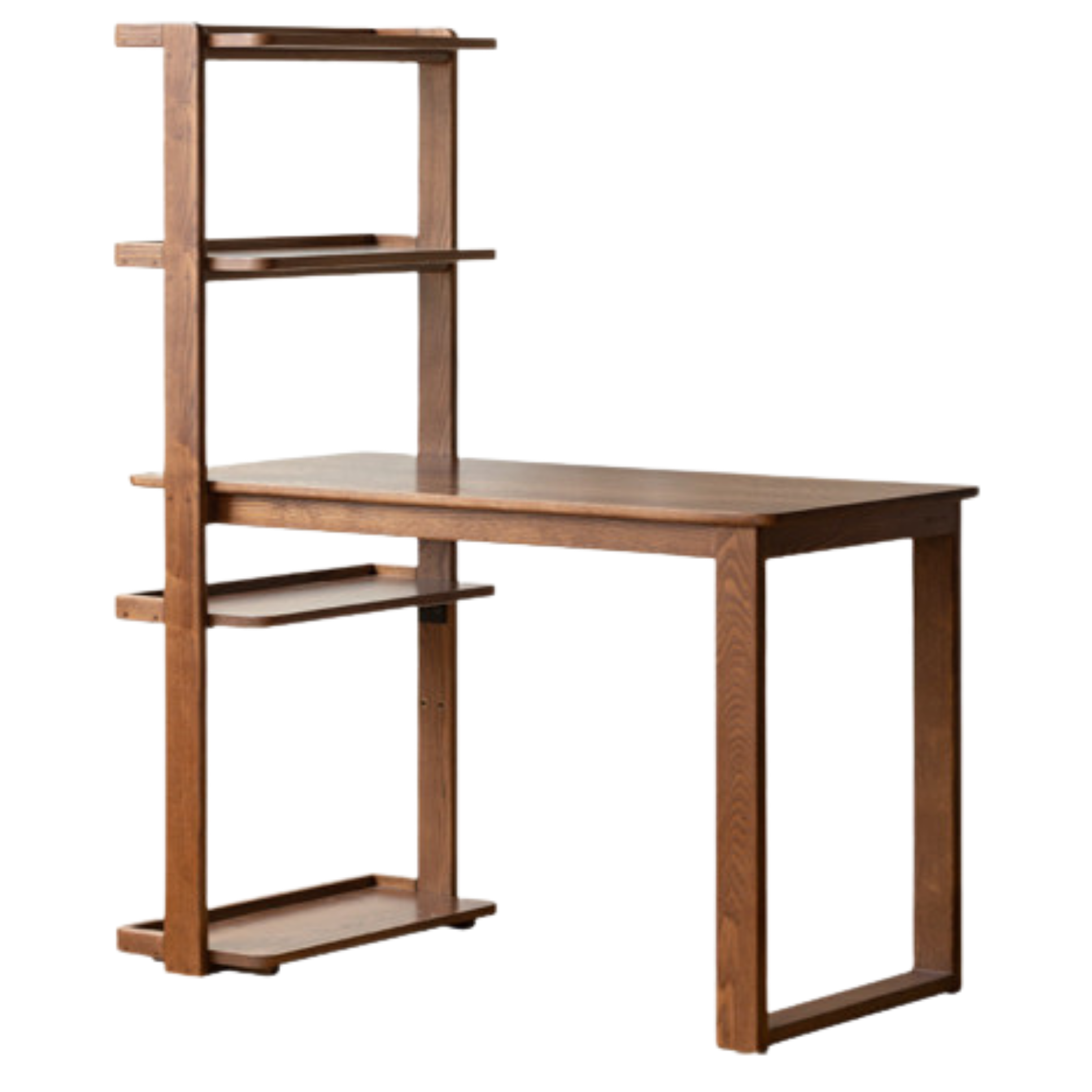Black Walnut, Ash Solid Wood Desk Bookshelf Integrated