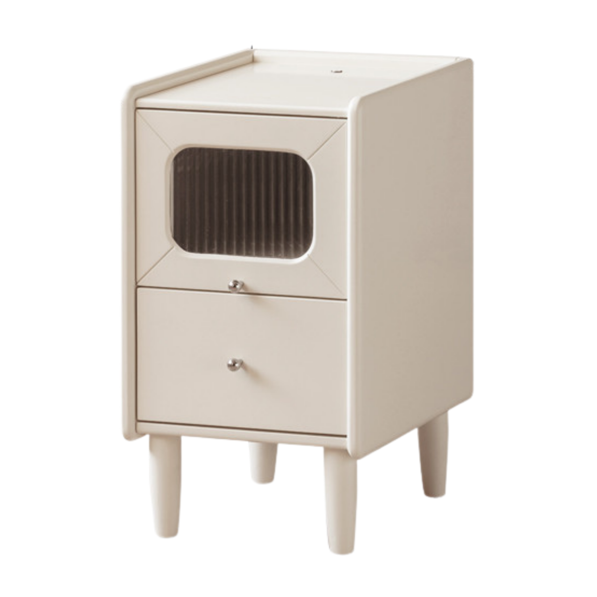 Solid Rubberwood Modern Cream Style Nightstand