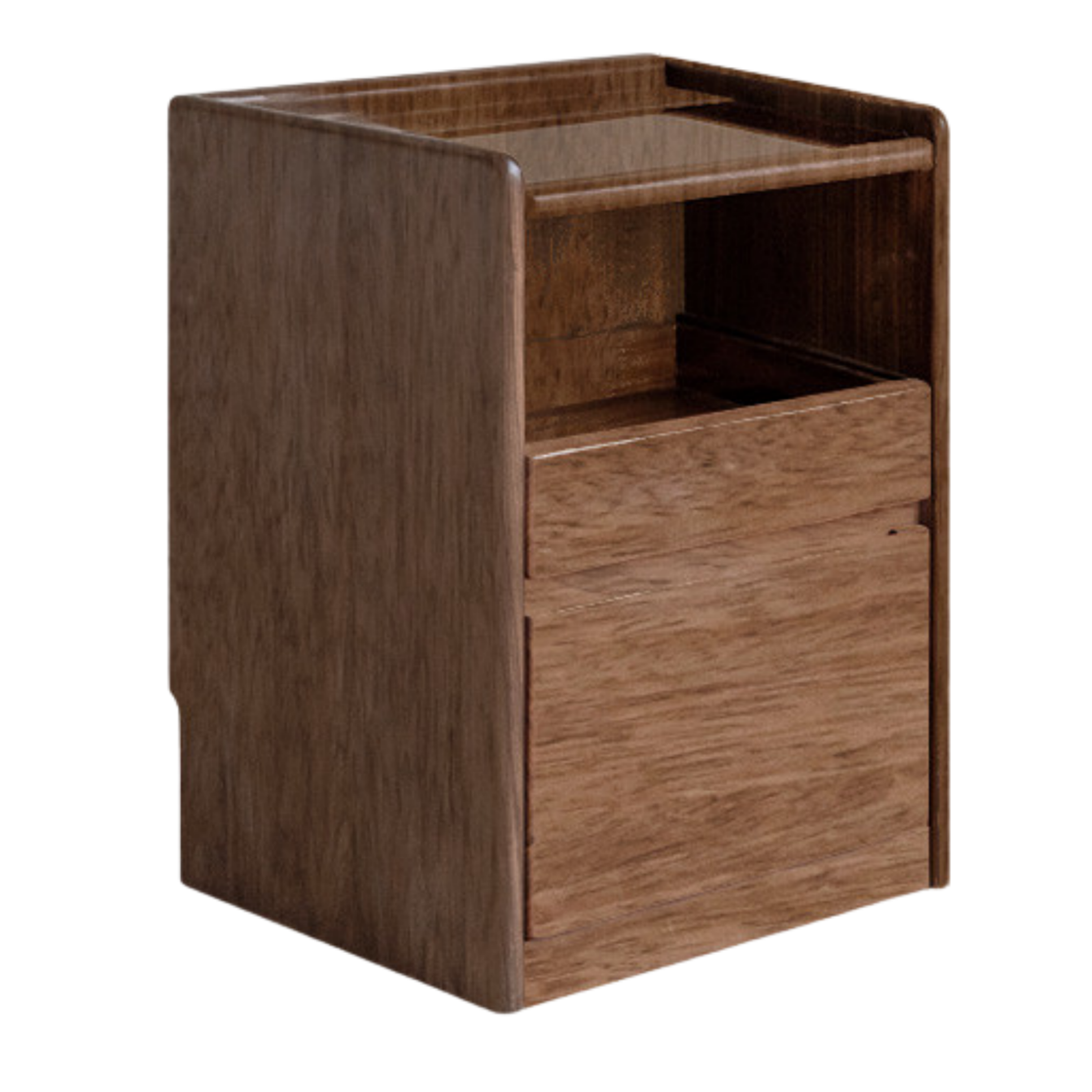 Black Walnut, Oak, Sandalwood Solid Wood Nightstand Socket, Lamp
