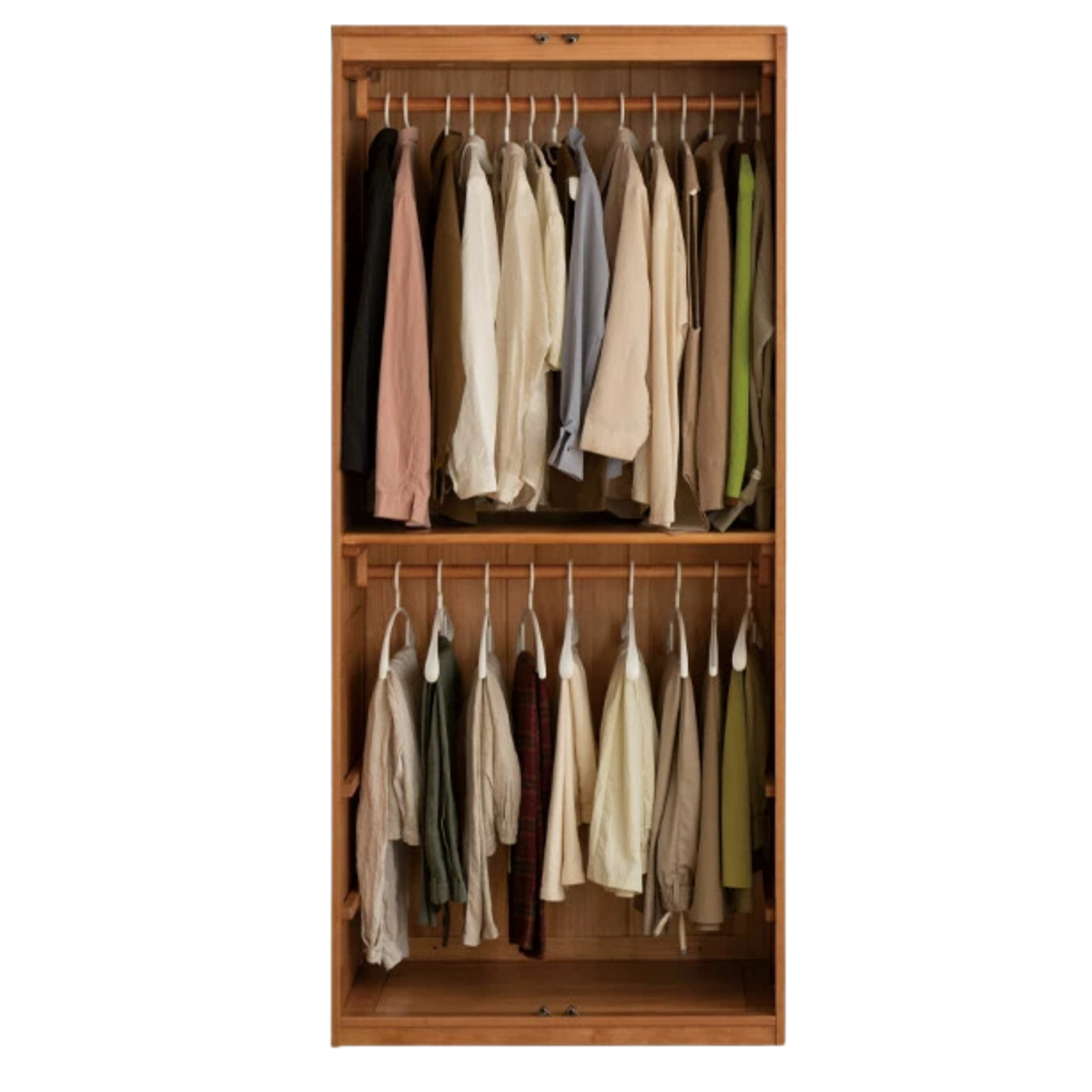 Cherry Solid Wood Swing Door Rattan Wardrobe