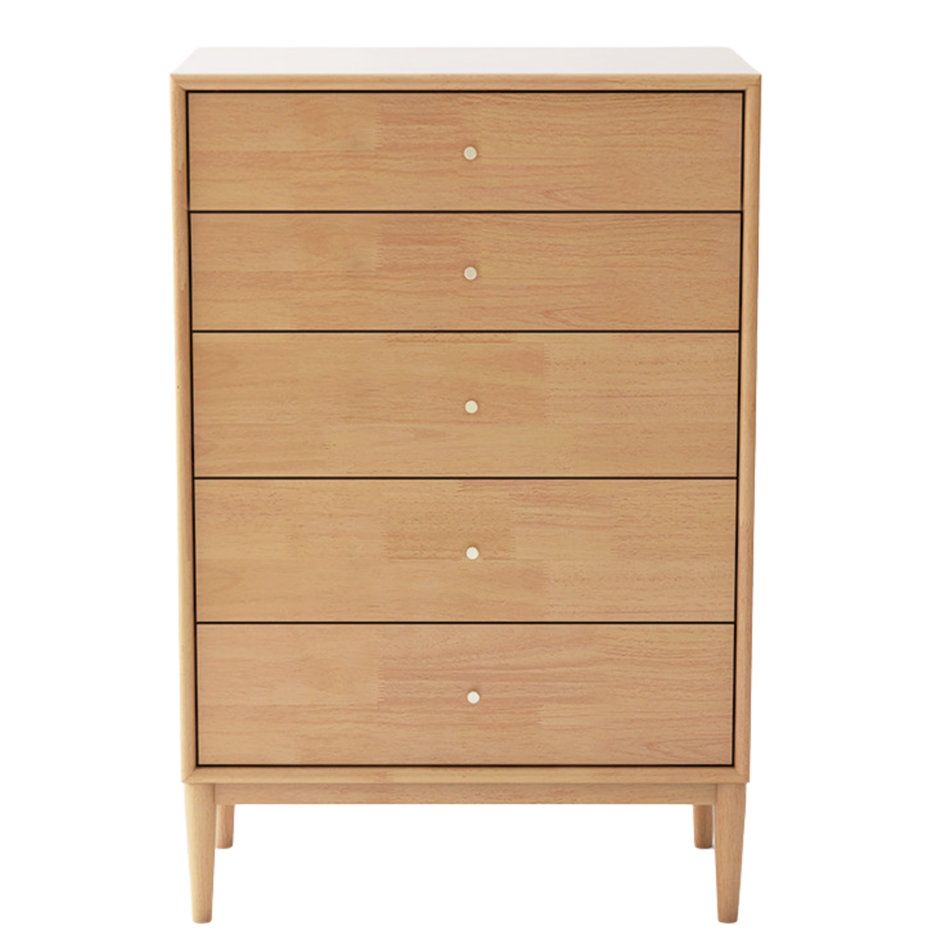 Oak Solid Wood, Solid RubberWood Nordic Chest of Drawers