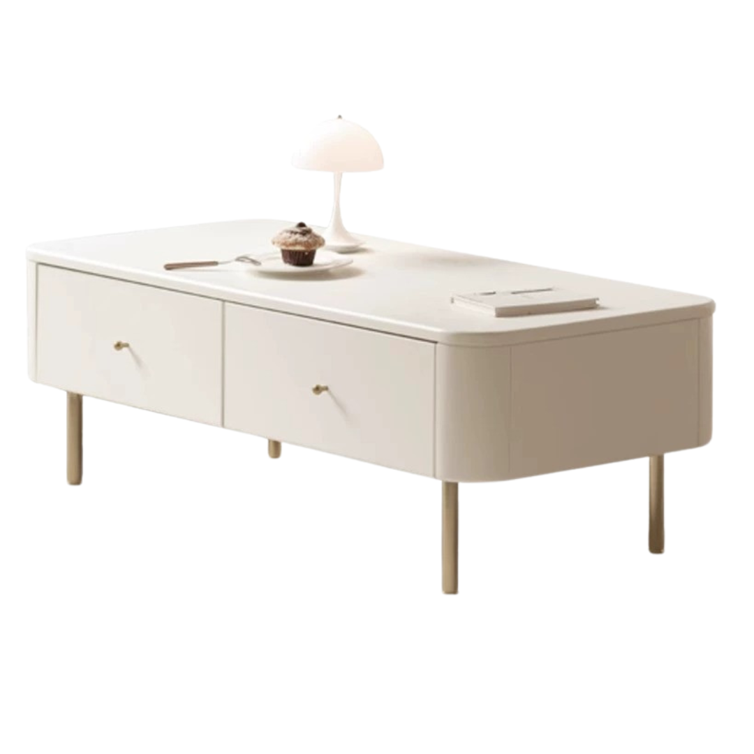 Poplar Solid Wood Modern White Storage coffee table-