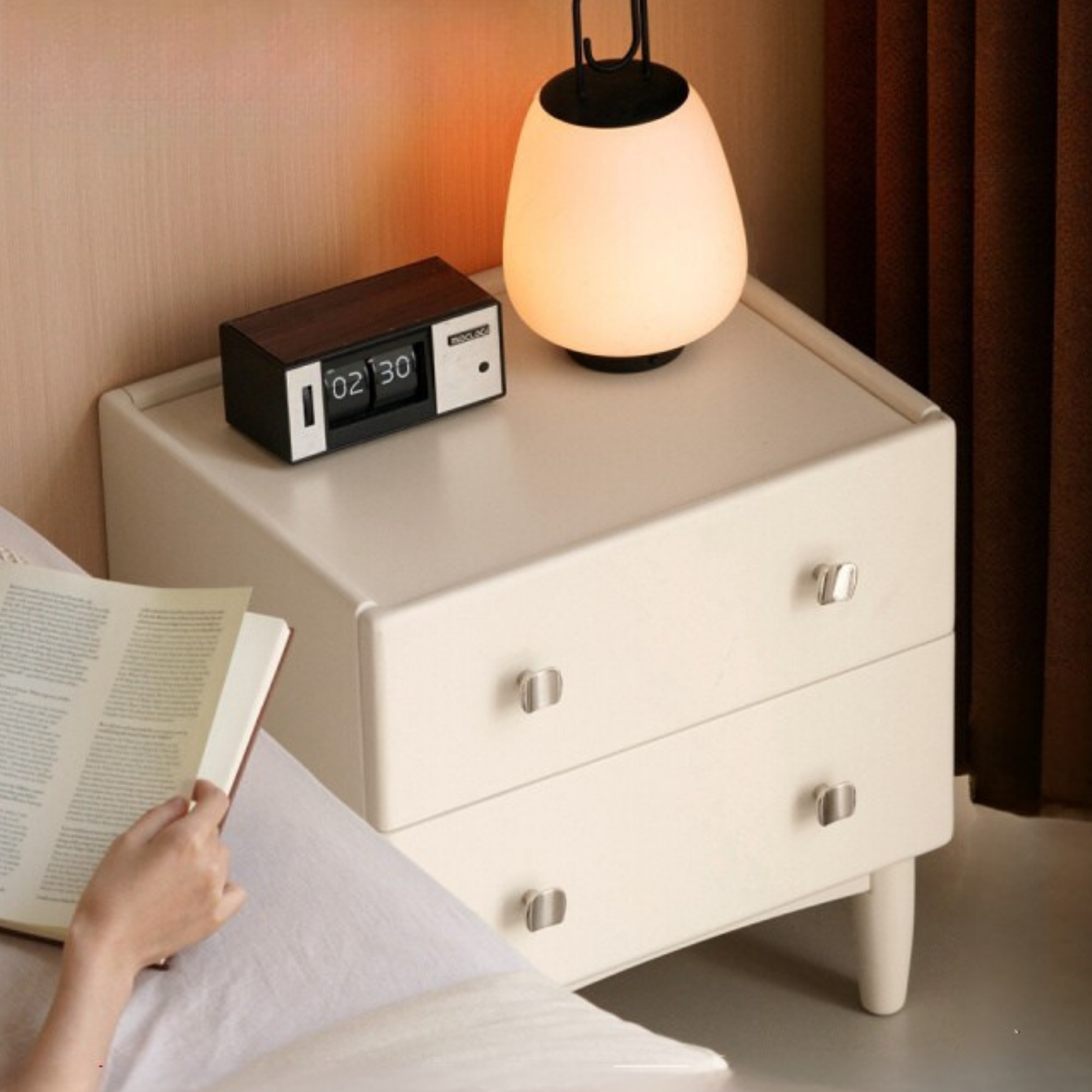 Solid Rubberwood Modern Nightstand